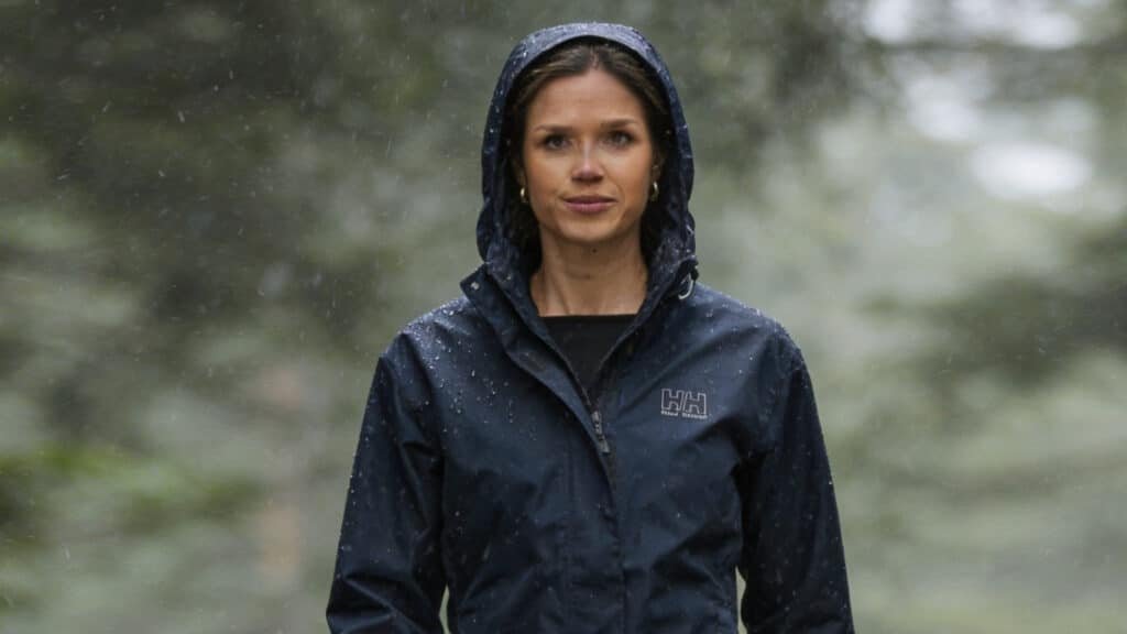 Woman Wearing a Waterproof Jacket in the rain