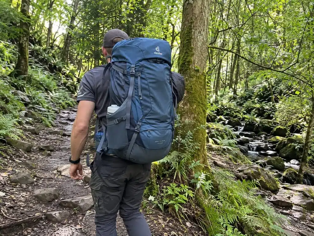Me using a Deuter Unisex Aircontact Lite 50 + 10 L, Lightweight Backpack