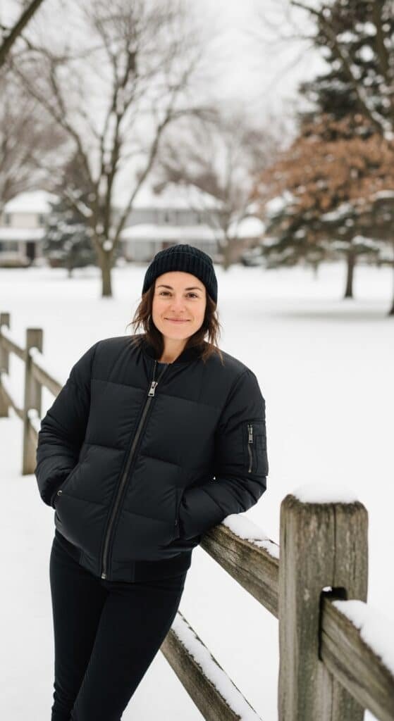 women wearing puffer winter jackets for women