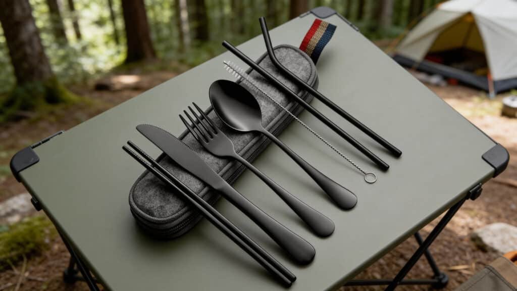DEVICO Camping Cutlery with Case