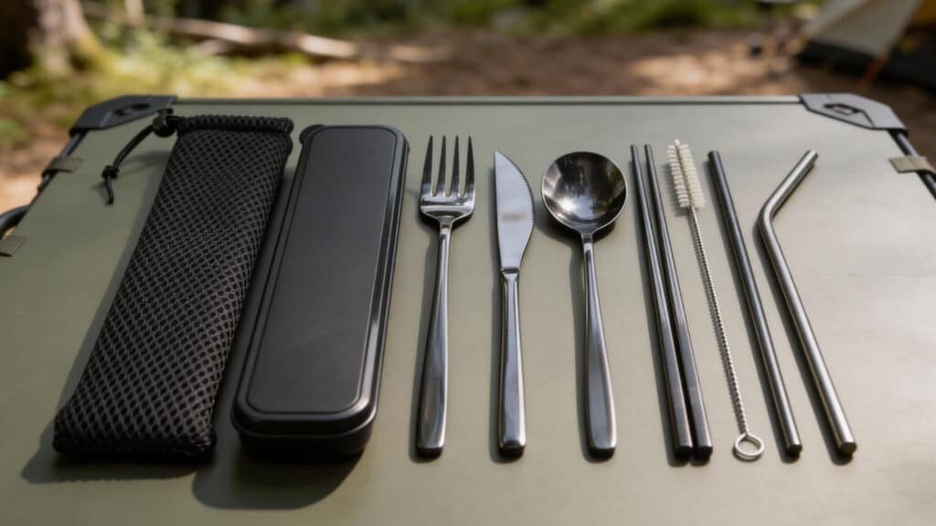 Travel Cutlery Set 9-Piece Black