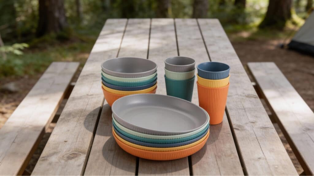 Anbte 18pcs Unbreakable Plastic Dinner Set