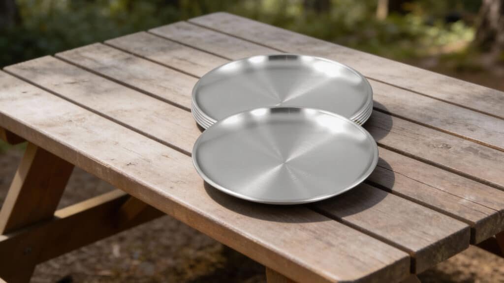 PINGEUI 6 Pcs Stainless Steel Dinner Plates