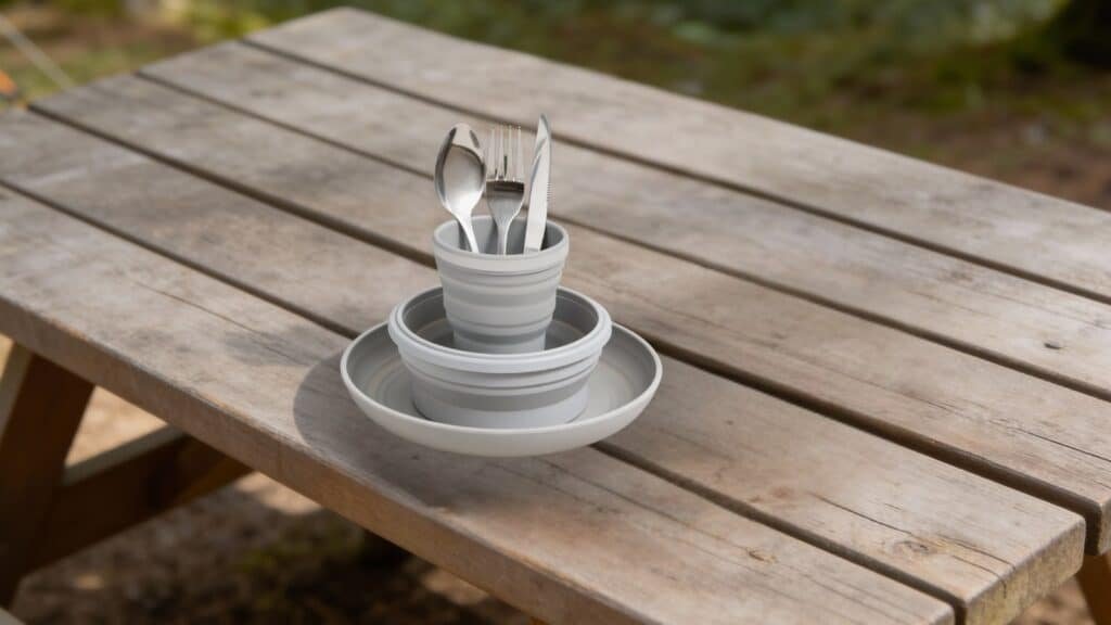 Camping Plate Bowl Cup Cutlery Set for 1