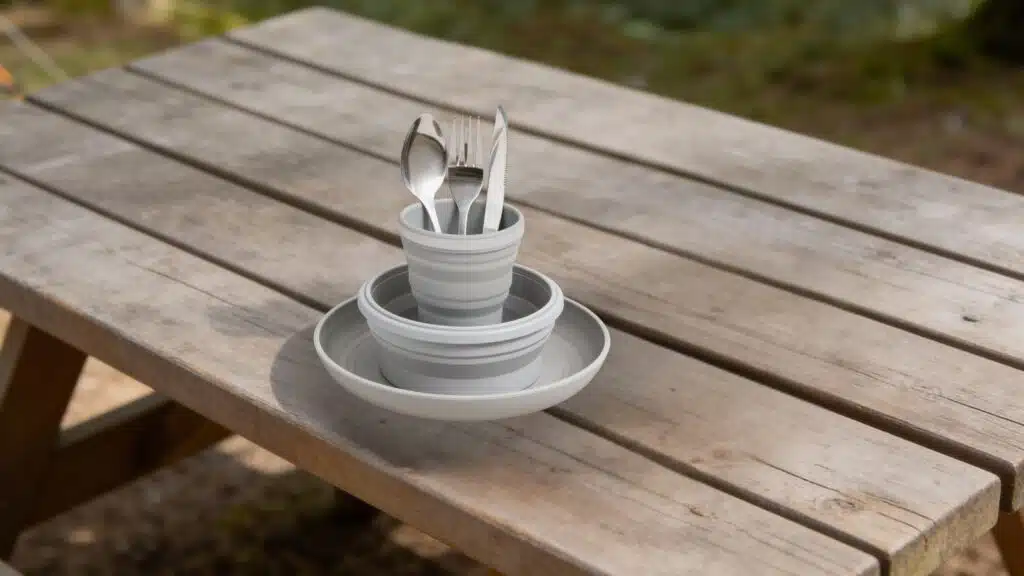 Camping Plate Bowl Cup Cutlery Set for 1