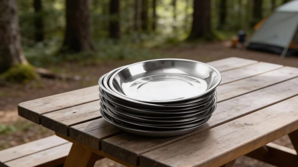 TOPZEA 10 Pack 9 Inch Stainless Steel Plates