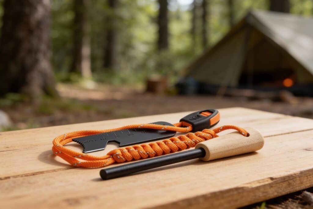 Survival Fire Steel Wooden Handle