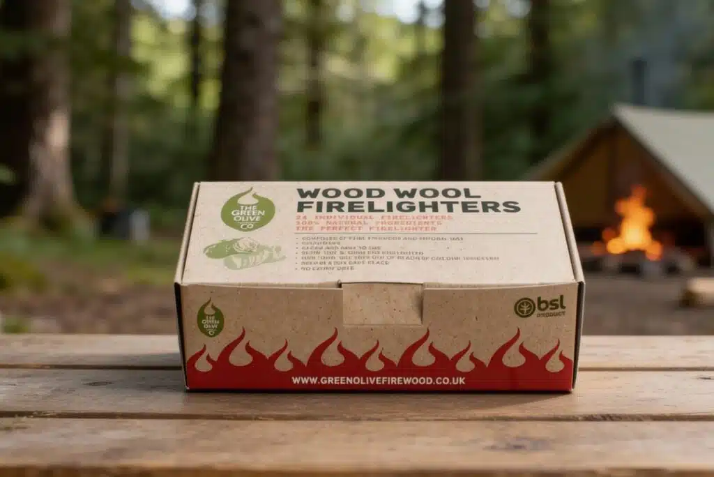 Green Olive Firewood Wood Wool Firelighters