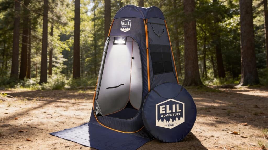 Camping Shower Tent with LED Sensor Light