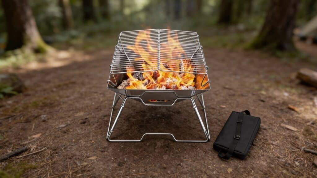Odoland BBQ Fire Pit Portable - best camping fire pit