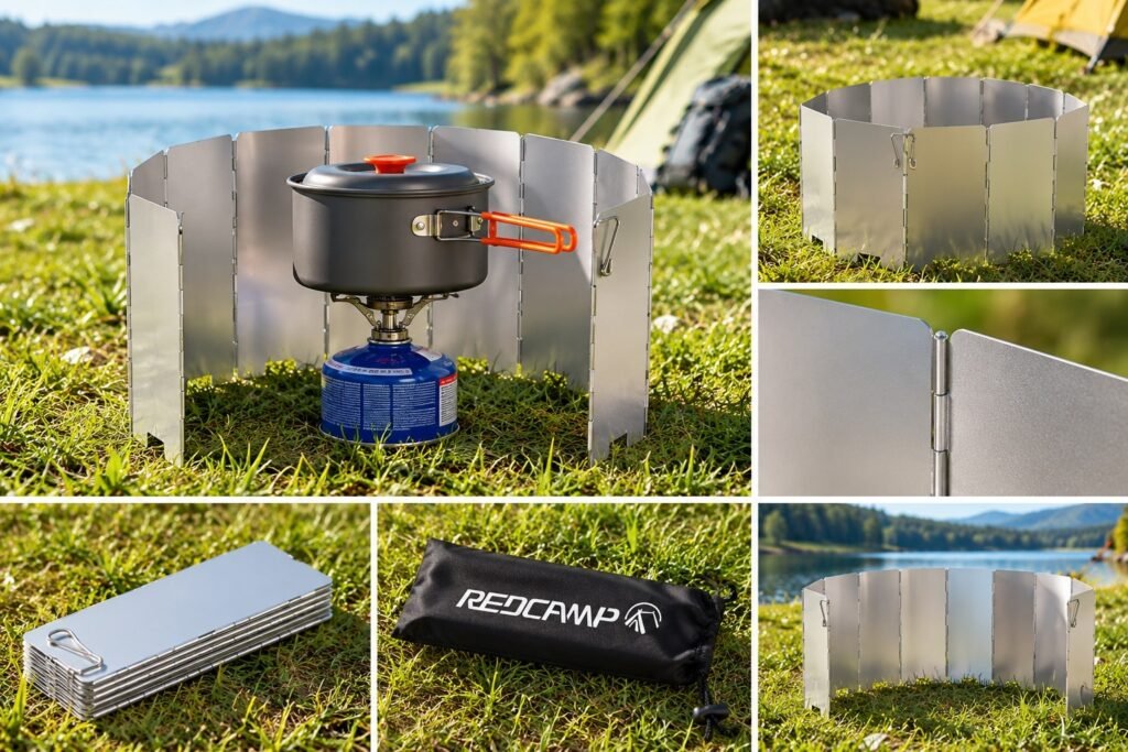 REDCAMP 9 Plates Folding Outdoor Stove Windscreen