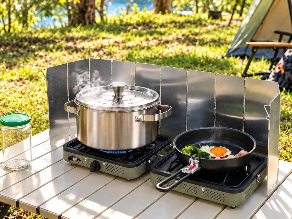 REDCAMP Folding 12 Plates Aluminum Camping Stove Windshield 2