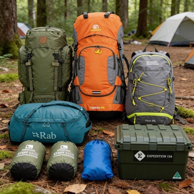 Camping packs and storage equipment