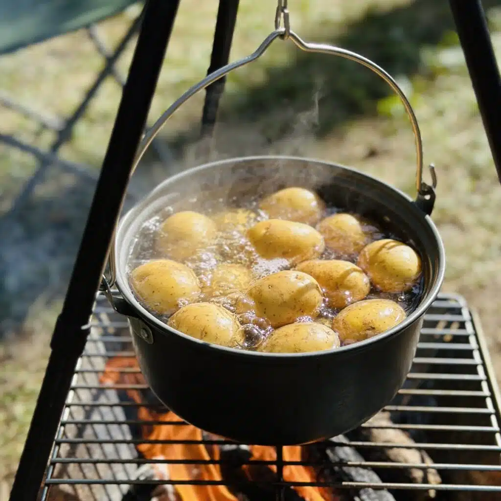 Boiling Potatoes over a campfire