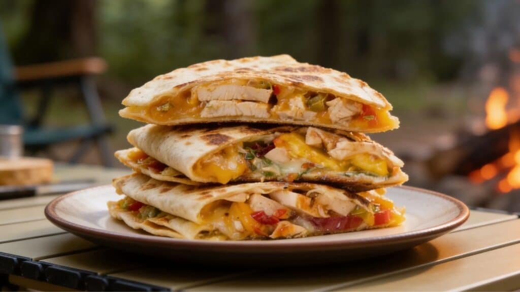Campfire Cheesy Chicken Quesadillas Recipe