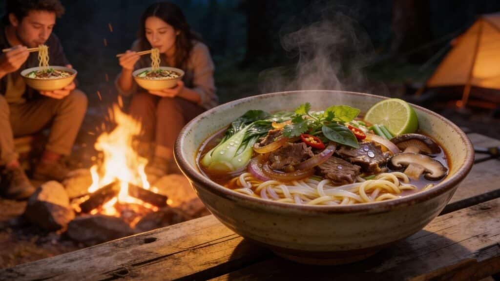 Eating Campfire Pho Ramen