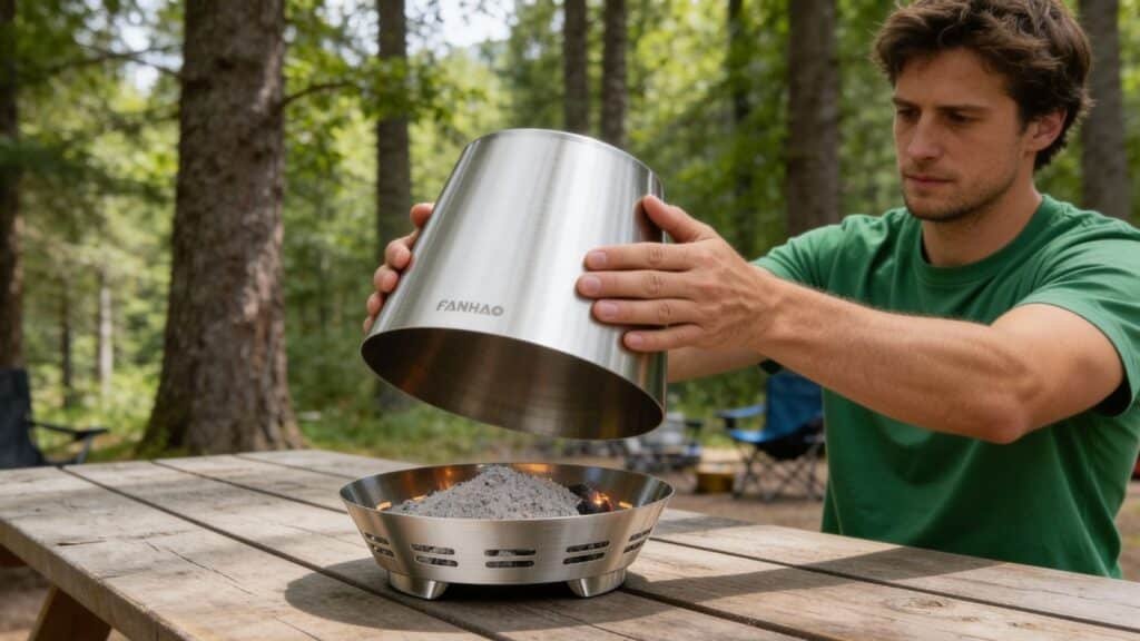 FANHAO Smokeless tabletop Fire Pit setup