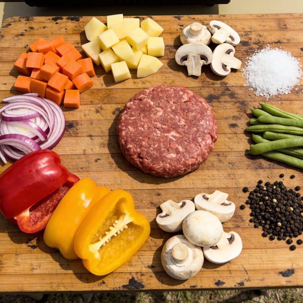 Foil Hamburger Dinner Ingredients