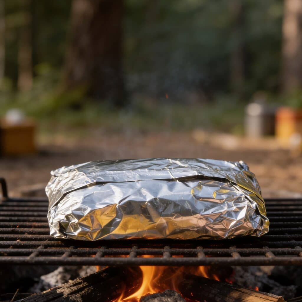 Garlic Herb Chicken Foil Packet on Campfire