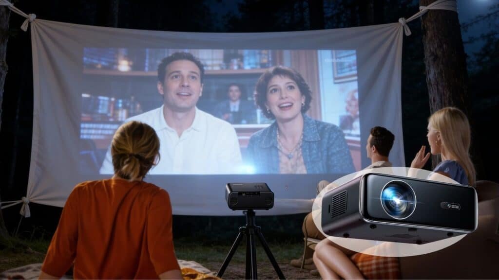 (Netflix Officially/Dolby Audio) Smart 4K Projector, 1200ANSI FHD 1080P Portable Projector