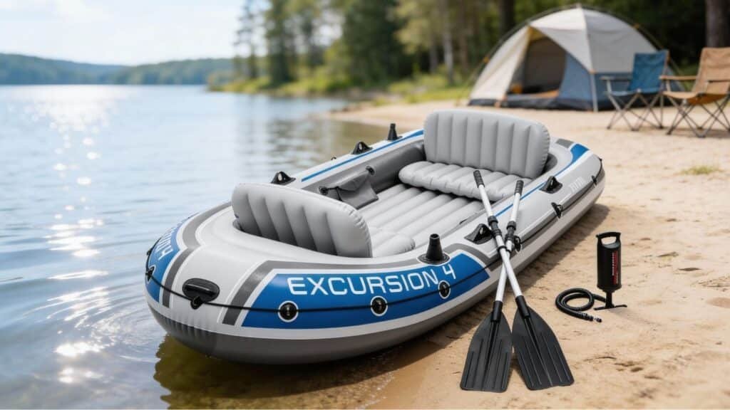 Intex Excursion Inflatable Boat Set with Aluminium Oars and Pump (4 Person or 5 Person Model)
