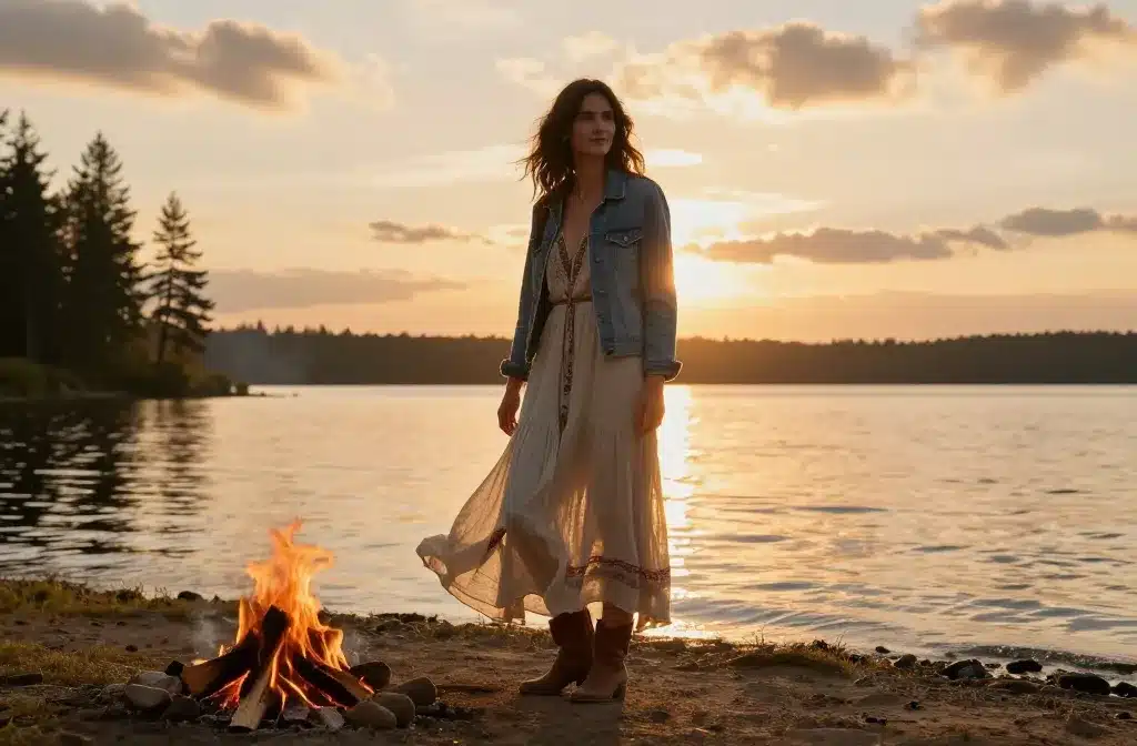 9 Lakeside Campfire Outfits Women Wear at Sunset You’Ll Love