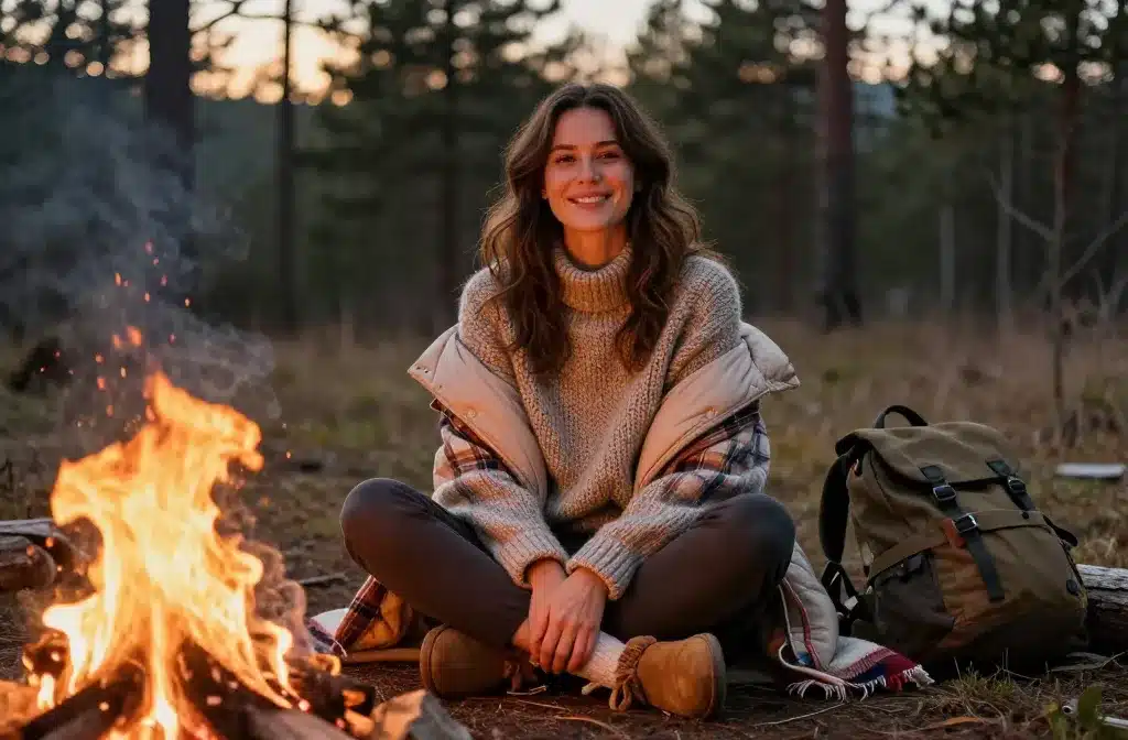 8 Mountain Campfire Looks Women Wear After Hiking: Cozy to Chic