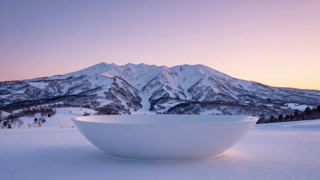 Expansive bowl under pastel dawn above Niseko slopes, Japan