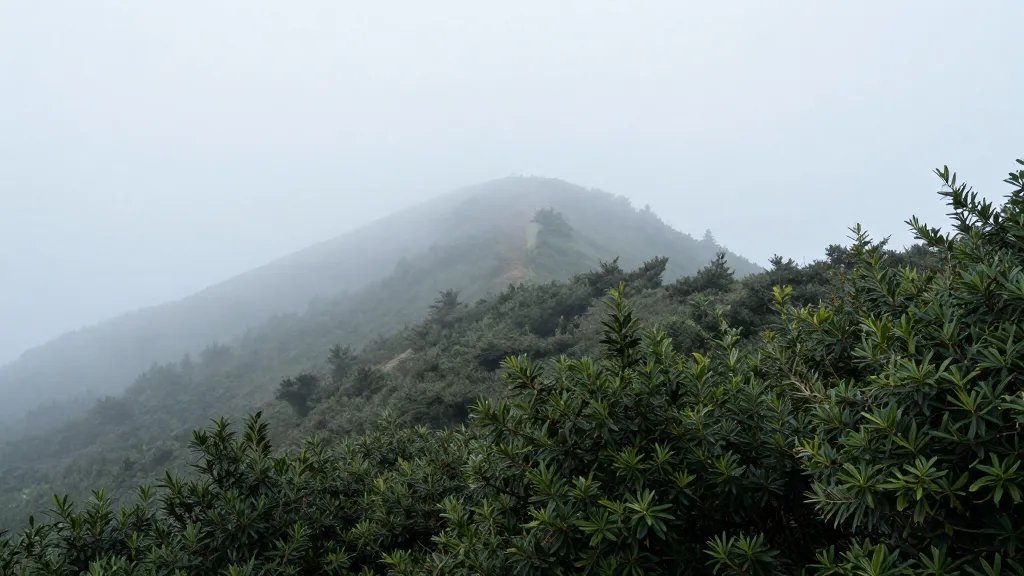 Quiet mist over laurel and hemlock far ridge panorama