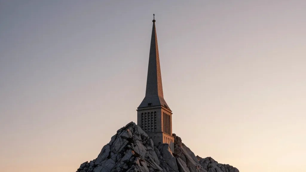 solitary Seceda spire against morning sky over Puez-Odle Nature Park