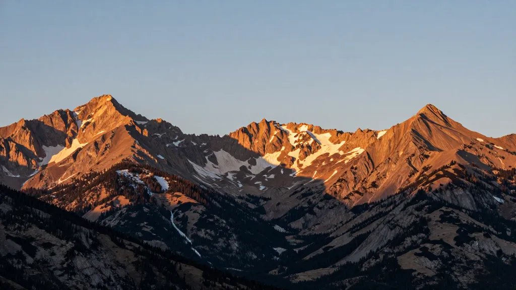 Panoramic Sierra Nevada Tuolumne Meadows framed ridgelines at golden hour