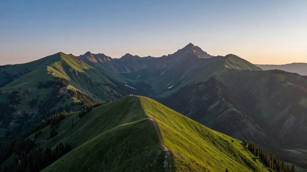 Ridge-top dawn overlooking emerald Two Medicine peaks, Montana