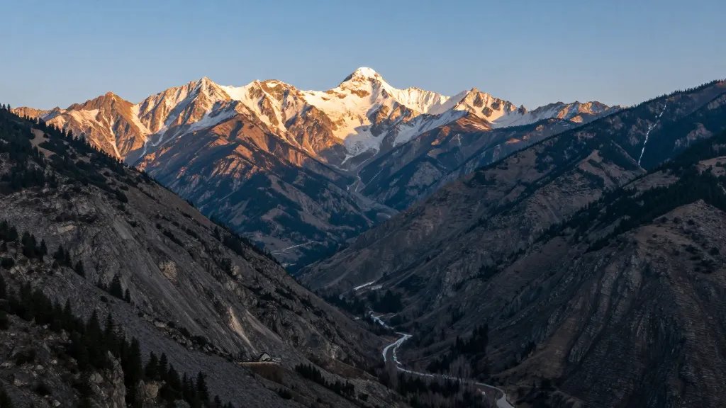 Distant alpine valley panorama in The Silent Sierra, late spring light
